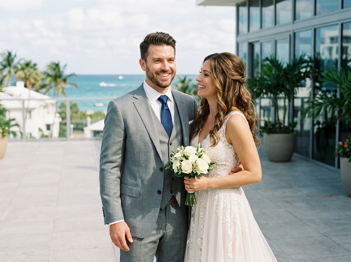 Avatar photo of Miami wedding rental clients James and Sofia K dressed elegantly